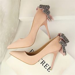 ladies Butterfly-knot black heels rhinestone heels women crystal shoes valentine shoes extreme high heels women party shoes women pumps