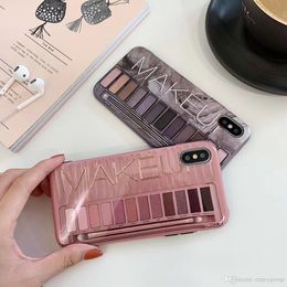 Simple Net Red Pink Eyeshadow Tray Phone Cases for iphone 13 12 11 pro max xs x xr 7 8 Plus All inclusive softl Cover