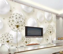 Custom Wallpaper 3D Beige Simple 3d Round Ball Dandelion Living Room Bedroom Background Wall Decoration Mural Wallpaper