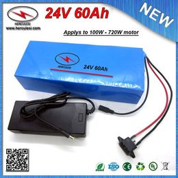 Powerful 24V 60Ah Lithium ion Battery pack for 700W Electric Bicycle E Bike with PVC Case 18650 S amsung cell 30A BMS + Charger