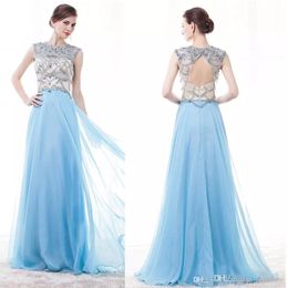 2020 Lace Evening Dresses Party Wear A Line Jewe Sexy Back Prom Gowns Crystal Beading Custom Made Special Occasion Dress