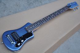 Factory Custom travel/children blue Electric Guitar with a soft bag,Rosewood fretboard,24 frets,Can be customized