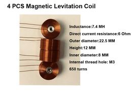 4PC/LOT Magnetic Levitation Coil 22*12MM 800g Levitation System Large Outside Diameter Large Thrust DIY Full Copper Core Coil M3