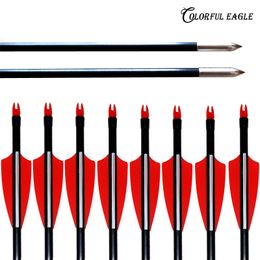 12PCS/lot Fiberglass Arrow 31.5/30/29/28inch Archery Hunter Nocks Fletched Arrows For compound Recurve Bow Target Arrow