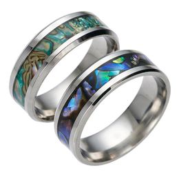 Stainless Steel Rainbow Natural Shell Ring New Tail Rings Bands Ring for Women Men jewelry