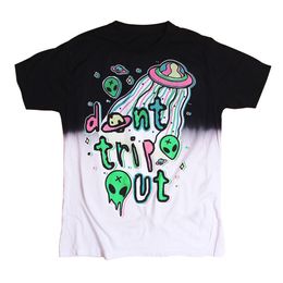 Fashion-Summer Rock And Roll T-shirt Alien Ufo World "don't Trip Out" Funny Crazy Et Print 3d T Shirt Women/men Tops Black White Y190123