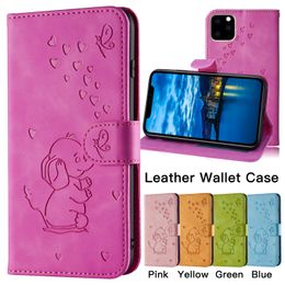 Flip Stand Leather Wallet Phone Case for iPhone 11 Pro XR XS Max Samsung Galaxy Note10 Small Elephant Embossing Photo Frame Protective Case