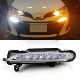 1 Pair Yellow Turning Signal Relay Waterproof 12V Car DRL LED Daytime Running Light Daylight For Toyota Yaris 2017 2018 2019