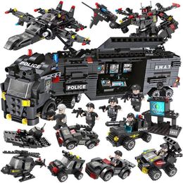KZ Building Block Model Toy, Eagle SWAT Team Helicopter, Polic Car, Truck, 8 in one Diversified Combination, for Kid Birthday Christmas Gift