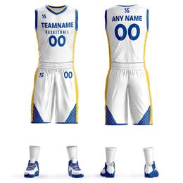 Custom Mens Basketball Jersey Sets DIY Uniforms Kits Boys Sports Clothing Dwyane Wade Whiteside Breathable Customised College Team