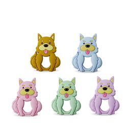 Silicone Teether Cute Puppy Dog Baby Teething Toy FDA Approval DIY Pacifier Chain Necklaces Pendant Accessories