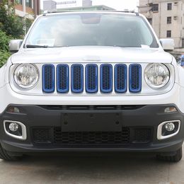 Mesh Grill Inserts Front Grilles Decoration Cover For Jeep Renegade 2016-2018 ABS Network Auto Exterior Accessories228n