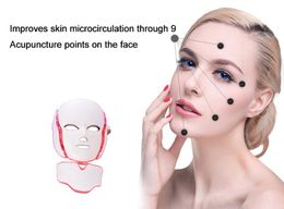 7 Colours LED Facial Mask For Skin Rejuvenation Ance Removal PDT Phototherapy Face And Neck With Microcurrent