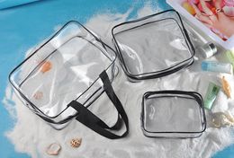 3 pcs in a set Transparent Cosmetic Bag Bath Wash Clear Makeup Bags Women Zipper Organiser Travel PVC Cosmetic Case 100 sets