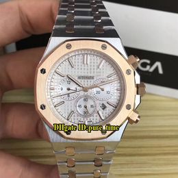 7 Style New Quartz Chronograph Mens Watch ate 26320ST White Dial Sapphire Stopwatch Rose Gold Two Tone Case Steel Band Gents Watches Puretime