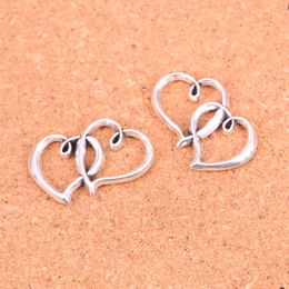 38pcs Charms double hearts Antique Silver Plated Pendants Making DIY Handmade Tibetan Silver Jewellery 32*25mm