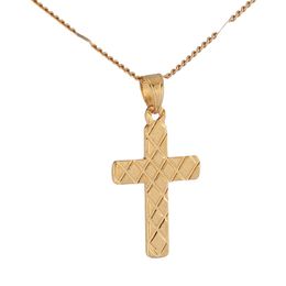 Fashion Cute 24K Gold Plated Classic Cross Pendant Necklace Jesus Cross Women Men Trendy Chain Jewellery