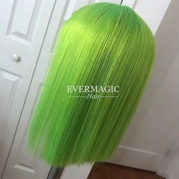 Customise Colour PINK BLUE GREEN PURPLE Red Bob Wig Full Lace Wig Human Hair For Black Women