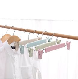 Household PP Plastic Trousers Hanger with Clips Multifunctional Thickened Trousers Rack Solid Colour Underwear Hanger W9678