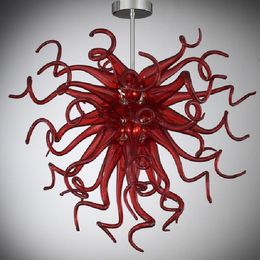 Cheap Red Pendant Lamps Modern Hand Blown Glass Chandelier Lighting European Style LED Light CE/UL Certificate