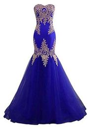 2019 Sexy Sweetheart Appliques Mermaid Party Gowns With Tulle Lace Up Plus Size Long Formal Evening Celebrity Dresses BE22