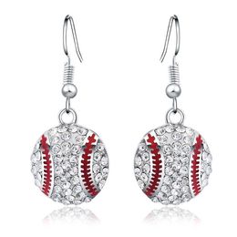 Crystal Baseball Pendant Dangle Earrings Fashion Sports Jewelry Best Friend Gift For Team Club Base Ball Lovers