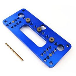 Freeshipping Aluminum Alloy Woodworking Pocket Hole Jig Set Wardrobe Door Cabinet Positioner Handle Punch Locator Drill Guide Sleeve