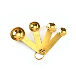 Gold Kitchen Measuring Tools Spoon Set Stainless Steel Baking Cooking Measuring Spoons Tea Coffee Measure Cup ZC1089
