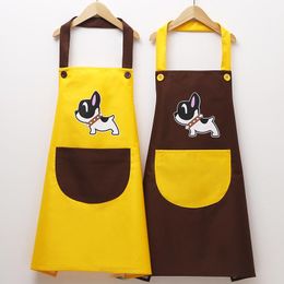 Couple Cute Dog Apron Waterproof and Oil-proof Apron Kitchen Cooking Baking Apron Men and Women Adult Gowns