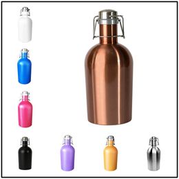 Beer Growler 304 Stainless Steel Single Layer Swing Whiskey Bottle With Lid Hip Flask Wine Pot 3pcs