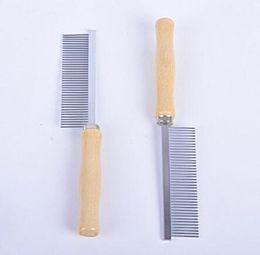 Pet Rake Comb Pet Dog Cat Hair Grooming Trimmer Rake Comb Dog Cat Stainless Steel Pins Wooden Handle Dog Cleaning Brush