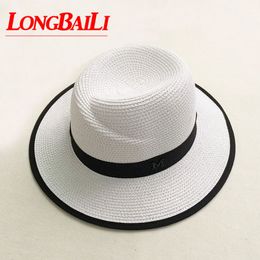 Summer Wide Brim White Straw Fedora Hats For Women Fashion Sun Beach Hats Free Shipping SDDS030