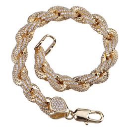 Top Quality Punk Fully Cubic Zirconia Twisted Chain Mens Women Hip Hop Rapper Iced Out Bling Twist Bracelets Original edition