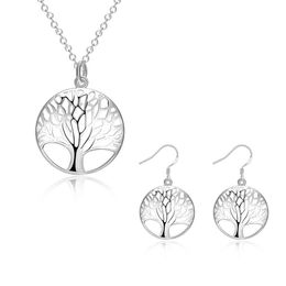 Kiteal Silver Fashion jewelry sets Tree Of Life bridal Necklaces set gift for women Mesh pendant drop earring 925 stamp