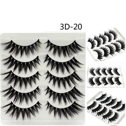 3D Mink False eyelashes 5 Pairs Natural Long Thick Crisscross Makeup for Eyes Big Lashs Handmade