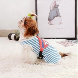 New dog summer clothes cotton stretch backpack vest teddy Fadou Pet supplies pet casual striped vest wholesale factory offer
