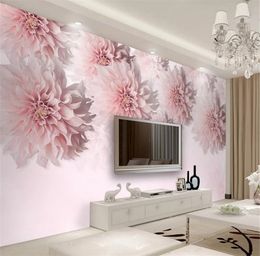 Wholesale 3d Wallpaper Beautiful Romantic Chrysanthemum Living Room Bedroom Background Wall Decoration Mural Wall paper