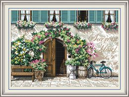 Mix 2 in 1 Gate courtyard cross stitch kit ,Handmade Cross Stitch Embroidery Needlework kits counted print on canvas DMC 14CT /11CT
