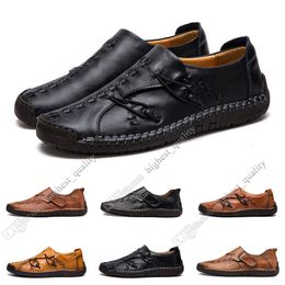 новый ручной шить мужские ботинки ступили Англия горох обувь кожаная мужская обувь низкой большой размер 38-48 Одиннадцать