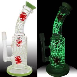 Uv Glass Material Glass Bongs Hookah real images Two Fuction Smoking Water Pipes Oil Rigs Bowl 14.4mm Percolators Noctilucence Striped