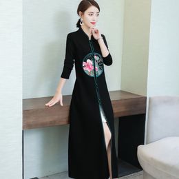 Chinese vintage Tang suit tops embroidered flowers traditional cheongsam woman qipao blouse asia costume ethnic style singer stage wear