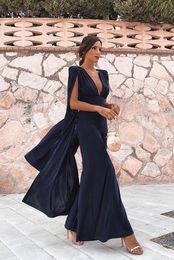 -Vestido de fiesta de los mamelucos azul marino Vestidos de noche Trajes de pantalón Vestidos de baile Mono Vestidos de famosos LFF1619