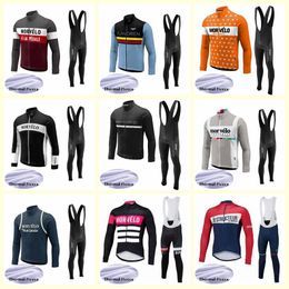 Morvelo team Cycling Winter Thermal Fleece jersey bib pants sets Quick Dry Tights Bicycle clothes Sportswear mans U92417