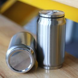 12oz 17oz cola can water bottle stainless steel vacuum travel mug keep liquid cold and hot leak proof with straw lid