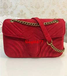 Hot Sale Fashion Women Shoulder Bags Classic Gold Chain 26cm Velvet Bag Heart Crossbody Bag Handbag Tote Bags Messenger Handbags