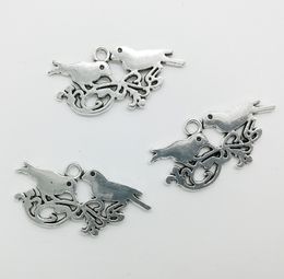 50pcs/Lot Bird Charms Pendants Retro Jewelry Accessories DIY Antique silver Pendant For Bracelet Earrings Keychain 40*20mm