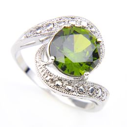 Newest Rings For Woman Natural Peridot 925 Sterling Silver Plated Round Green olive 10 Pcs Xmas Holiday Gift Free shipping