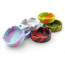 Soft Silicone Ashtray 7 Colours Round Mini Ash Tray Portable Anti-scalding Ashtrays Home Novelty Crafts Smoking Accessories