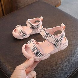 Fashion Plaid Baby Boys Girls 2 Colours New Summer Baotou Shoes Non-slip Comfortable Baby Sandals Soft Bottom Casual Shoes