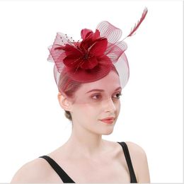 Bride's Marriage Headdress Fashion Feather Gauze Banquet Party Hat Hairpin